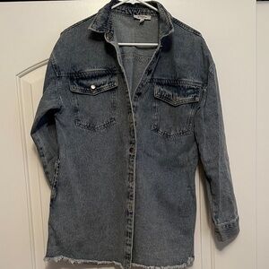 Polygram Denim Button-Up Jacket